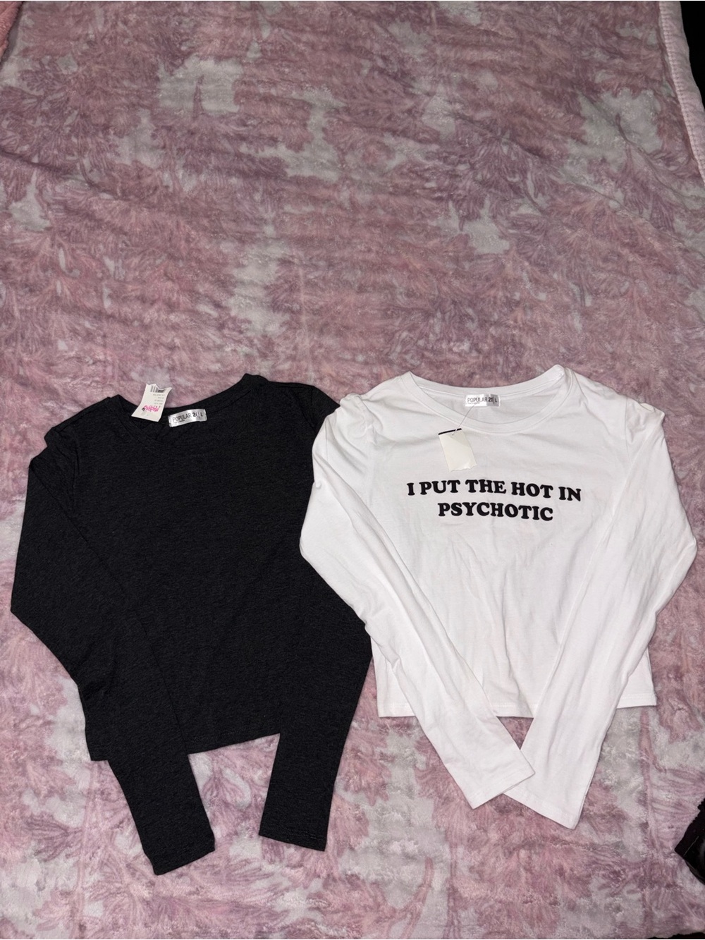 White Graphic Long-Sleeve Tee - I Put The Hot In Psychotic